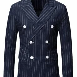 Allegra K Men's Casual Bussiness Suit Sport Coats Slim Fit Double Breast Dress Blazer