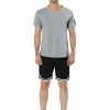 Allegra K Men's Sportswear Short Sleeve V Neck Tshirt And Shorts Zipper Deco Joggers Sleepwear Pajama