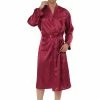 Allegra K Men's Satin Robe Sleep Nightdress Long Sleeve Lounge Sleepwear Pajama Dress Bathrobe