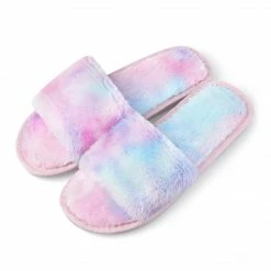 Allegra K Shoes Women's Tie Dyed Comfy Nonslip Foam Plush Slides