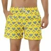 Allegra K Men's Summer Swim Elastic Waist Drawstring Pattern Beach Board Shorts With Mesh Lining