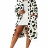 Allegra K Women's Plus Size Sleepwear Robe Cow Print Self Tie Waist Mid-Length Nightgown
