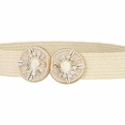 Allegra K Womens Elastic Wide Waist Belts Braided Belts For Dress Shell Buckle