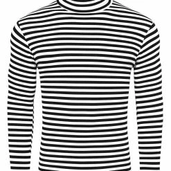 Allegra K Men's Casual Winter Striped Turtleneck Long Sleeves Pullover Hip Hop T-shirt