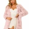 Allegra K Women’s Faux Fur Jacket Coat Long Sleeve Cardigan Fluffy Overcoat