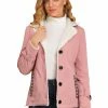Allegra K Women's Winter Warm Jacket Notched Lapel Liner Fuzzy Fleece Sherpa Coats Thicker Outwear With Pockets