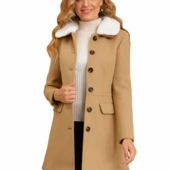 Allegra K Women's Peter Pan Collar Single Breasted Outwear Winter Coat