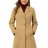 Allegra K Women's Single Breasted Notched Lapel Long Winter Coats