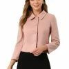 Allegra K Women's Elegant Single Breasted Point Collar Short Coat With Pockets