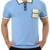 Allegra K Men's Summer Polo Shirts Short Sleeve Point Collar Pocket Golf Sports Contrast Knit Polo Shirt