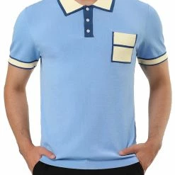 Allegra K Men's Summer Polo Shirts Short Sleeve Point Collar Pocket Golf Sports Contrast Knit Polo Shirt