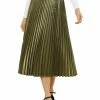 Allegra K Women's Elastic Waist Party Metallic Accordion Pleated Midi Skirt