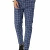 Allegra K Men's Business Pants Checked Printed Slim Fit Flat Front Plaid Dress Trousers