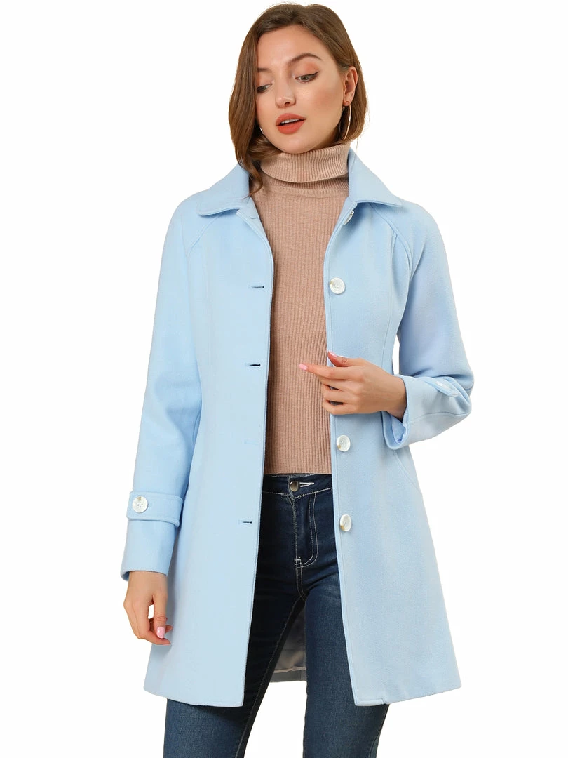 Allegra K Women's Peter Pan Collar Winter Outwear Trench Pea Coat 3 Allegra K Women's Peter Pan Collar Winter Outwear Trench Pea Coat