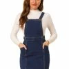 Allegra K Women's Classic Adjustable Strap A-Line Suspender Overall Denim Dress