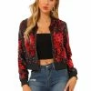 Allegra K Women's Sequin Top Long Sleeve Glitter Shiny Party Shirt Bomber Jacket 2 Allegra K Women's Sequin Top Long Sleeve Glitter Shiny Party Shirt Bomber Jacket