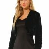 Allegra K Women's Cropped Open Front Jacket Collarless Long Sleeve Faux Fur Coat