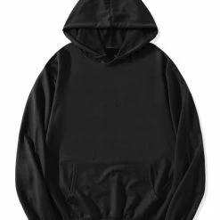 Allegra K Men's Hoodie Sweatshirt Long Sleeves Soild Drawstring Pullover With Pocket Coats & Outerwear