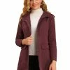 Allegra K Women's Hooded Trenchcoat Windbreaker Lightweight Outdoor Rain Jacket