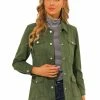 Allegra K Women's Faux Suede Jacket Turn-Down Collar Flap Pockets Button Down Moto Biker Coat