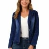 Allegra K Women's Notched Lapel Button Up Long Sleeve Washed Denim Jacket 1 Allegra K Women's Notched Lapel Button Up Long Sleeve Washed Denim Jacket
