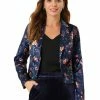 Allegra K Women's Office Casual Lapel Satin Open Front Work Floral Blazer