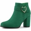 Allegra K Shoes Women's Buckle Side Zip Chunky Heels Ankle Boots