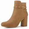 Allegra K Women's Buckle Decor Chunky Heels Ankle Boots 2 Allegra K Women's Buckle Decor Chunky Heels Ankle Boots
