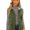 Allegra K Women's Hooded Sleeveless Jacket Drawstring Waist Utility Lightweight Cargo Vest