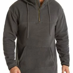 Allegra K Men's Drawstring Hooded Sweatshirt Plush Half Zip Outdoor Pullover Hoodie