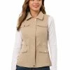 Allegra K Women's Zip Up Jacket With Pockets Sleeveless Anorak Utility Vest