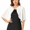 Allegra K Women's Short Sleeve Crop Cardigan Sheer Chiffon Bolero Shrug Top