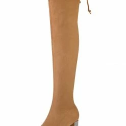 Allegra K Shoes Women's Chunky Heels Rhinestone Over The Knee High Boots