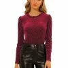 Allegra K Women's Ruffle Mock Neck Blouse Puff Long Sleeve Vintage Casual Metallic Dots Velvet Top 1 Allegra K Women's Ruffle Mock Neck Blouse Puff Long Sleeve Vintage Casual Metallic Dots Velvet Top