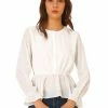 Allegra K Women's Long Sleeve Half Placket Jacquard Pom Pom Shirt Tops