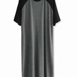 Allegra K Men's Nightshirt Nightwear Raglan Sleeves Comfy Lounge Soft Pajamas Loose Sleep Shirt Nightgown