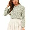 Allegra K Women's Casual Peter Pan Collar Floral Chiffon Top Shirt