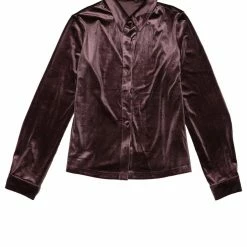 Allegra K Women's Button Up Long Sleeve Velvet Blouses