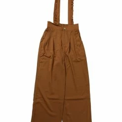 Allegra K Women's High Waist Overalls Pockets Casual Wide Leg Pants Ruffle Suspender Jumpsuits