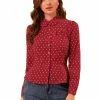 Allegra K Women's Vintage Heart Shirt Elegant Button Front Blouse Peter Pan Collar Top