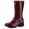 Allegra K Women's Round Toe Chunky Heels Patent Leather Mid Calf Boots Shoes 1 Allegra K Women's Round Toe Chunky Heels Patent Leather Mid Calf Boots Shoes