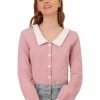 Allegra K Women's Contrast Peter Pan Collar Blouse Button Up Shirt 2 Allegra K Women's Contrast Peter Pan Collar Blouse Button Up Shirt