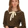 Allegra K Women's Peter Pan Collar Top Dots Tie Neck Work Chiffon Blouse Shirt 2 Allegra K Women's Peter Pan Collar Top Dots Tie Neck Work Chiffon Blouse Shirt