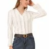 Allegra K Women's Ruffle V Neck Ruffle Front Hollow Out Long Sleeve Tops