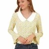 Allegra K Women's Floral Contrast Peter Pan Collar Bell Sleeve Peplum Blouses Tops 1 Allegra K Women's Floral Contrast Peter Pan Collar Bell Sleeve Peplum Blouses Tops