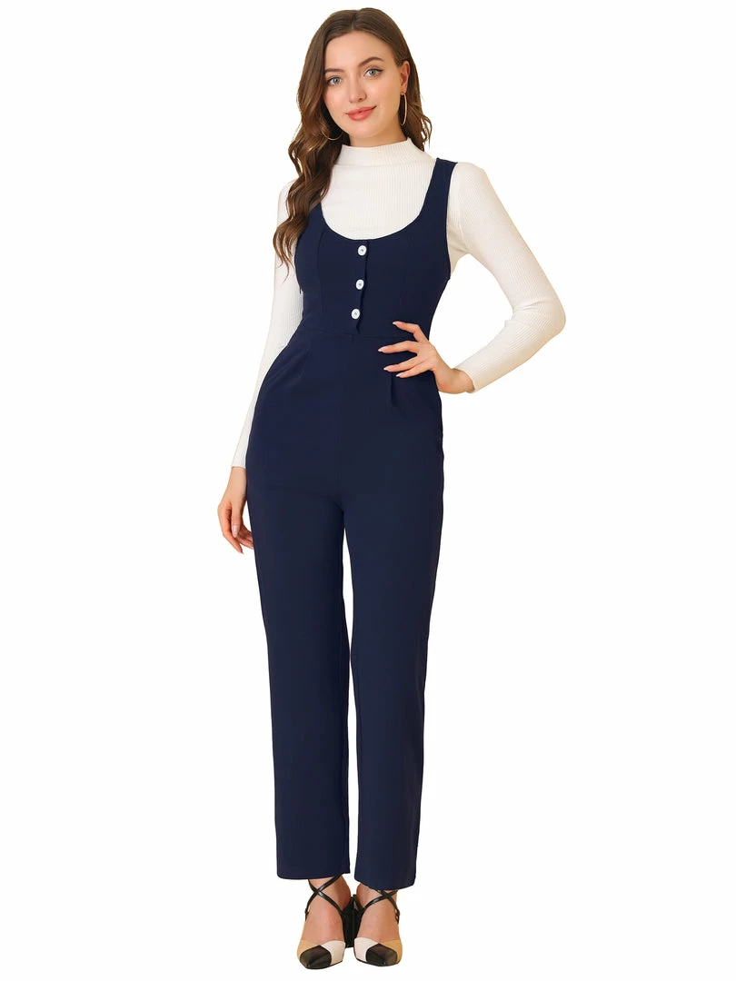 Allegra K Women's High Waist Wide Leg Pants Knit Overalls Jumpsuit With Pockets 3 Allegra K Women's High Waist Wide Leg Pants Knit Overalls Jumpsuit With Pockets