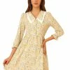 Allegra K Women's Ditsy Floral Printed Dresses Half Placket Puff Sleeve Peter Pan Collar Chiffon Dress 1 Allegra K Women's Ditsy Floral Printed Dresses Half Placket Puff Sleeve Peter Pan Collar Chiffon Dress