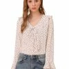 Allegra K Women's 3/4 Flare Sleeve Floral Ruffle V Neck Chiffon Blouse Top