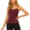 Allegra K Women's Satin Top Party Shiny Sleeveless Spaghetti Strap Tops Satin Blouse