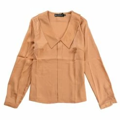 Allegra K Women's Satin Elegant Casual Long Sleeves Solid Peter Pan Collar Blouse